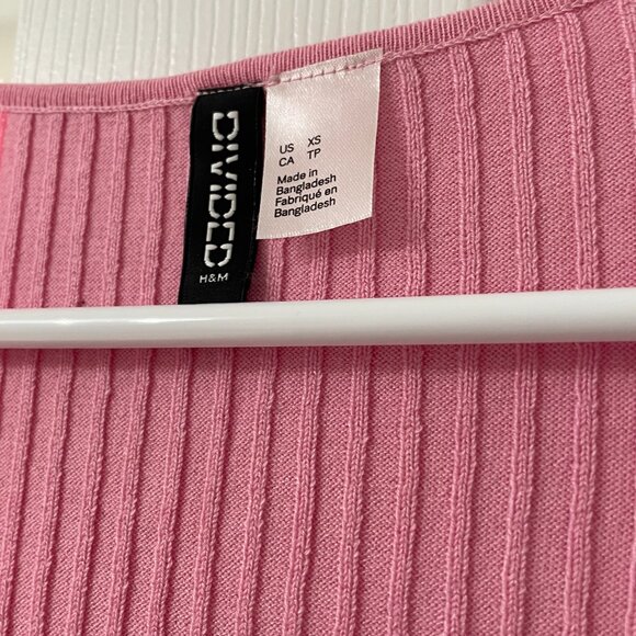 H&M Pink Button Up Ribbed Cardigan - Size XS - Picture 3 of 4